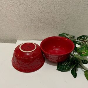 Food safe red Floral Bursts 6” Bowl Set, Set of 2 G3